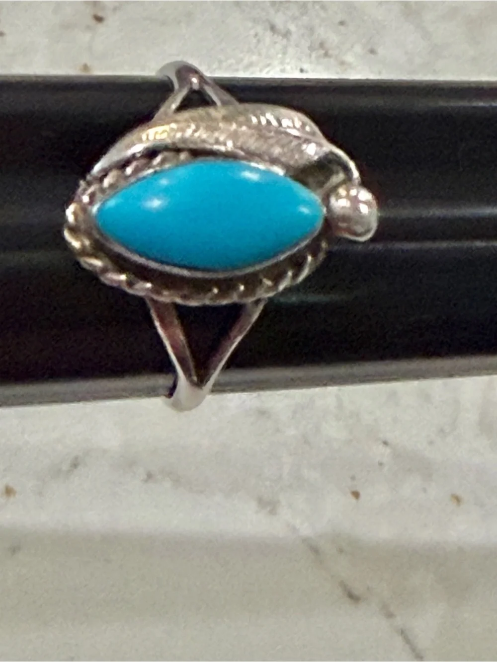 Vintage Running Bear Sterling Silver Sleeping Beauty Turquoise Ring 1.9g Sz 5.5